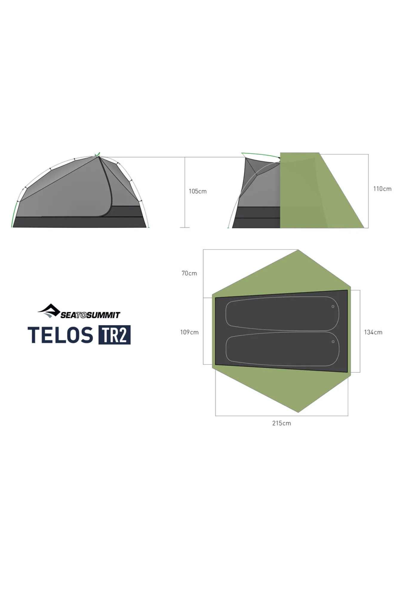 Hiking & Alpine Tents>Macpac Sea To Summit Telos Tr2 — 2 Person Freestanding Tent