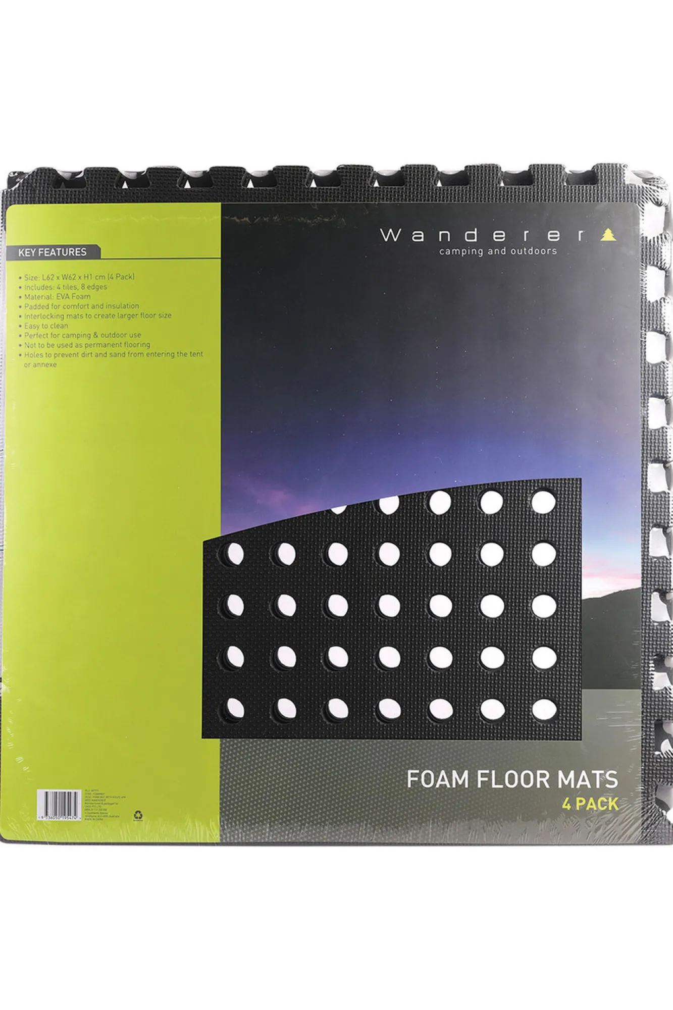 Portable Toilets & Showers>Macpac Wanderer Foam Mat With Holes — 4 Pack